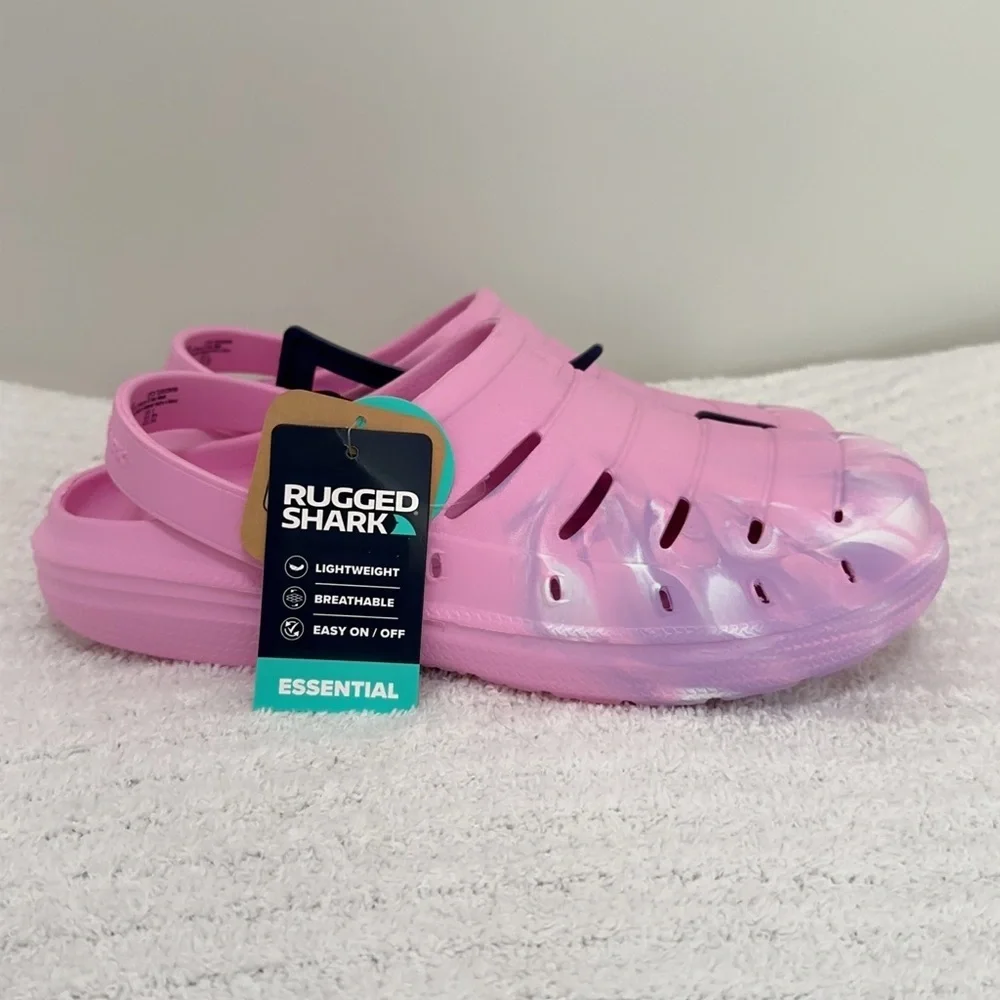 Kids Pink Water-Ready Clog Sandals with Marbled Accents